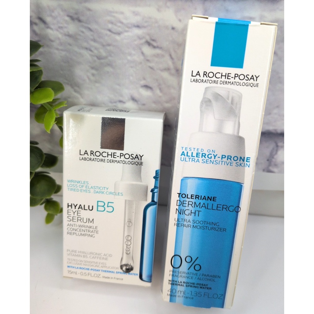 NIB LOT2💙La Roche-Posay Toleriane Dermallergo Night Hyalu B5 Eye Serum Skincare